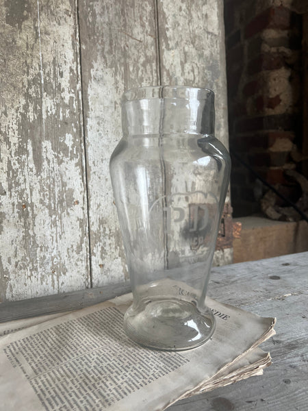 Vintage French Glass Etched Jar