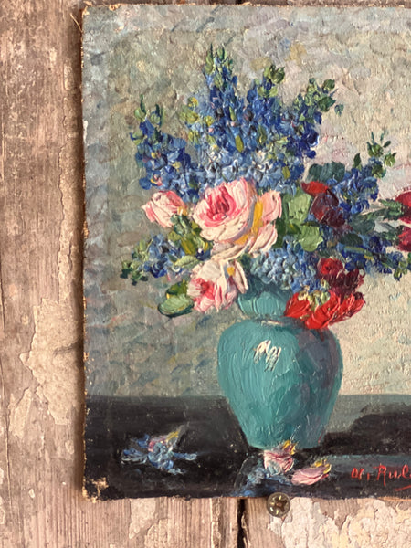 Miniature Floral Oil on Board