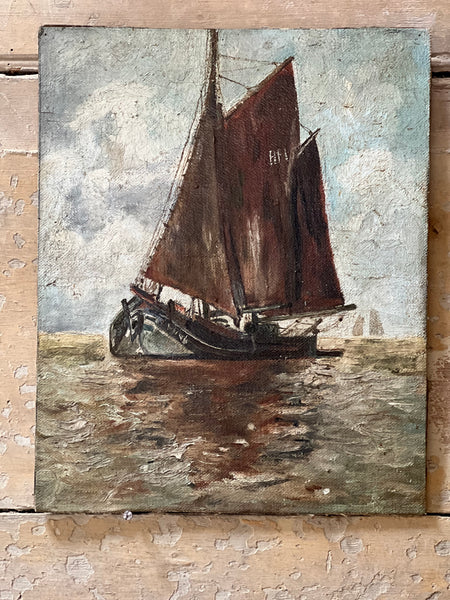 Vintage Boat Painting