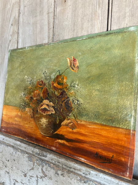 Beautiful Vintage Floral on Board