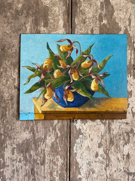 Floral Oil Painting on Board