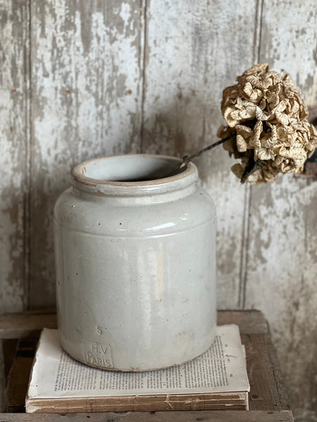Vintage French Stoneware Pot H V Paris