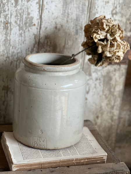 Vintage French Stoneware Pot H V Paris