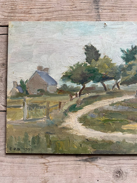 French Landscape Oil on Board