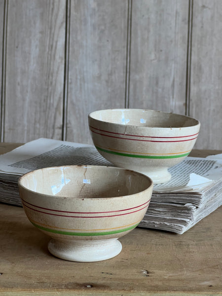 French Gorgeous Striped Cafe Au Lait Bowls