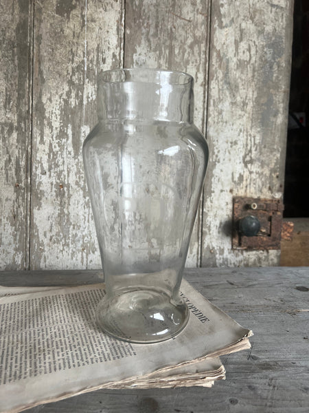 Vintage French Glass Etched Jar