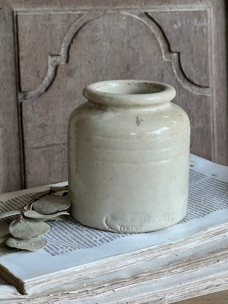 Large French Vintage Mustard Stoneware Jar