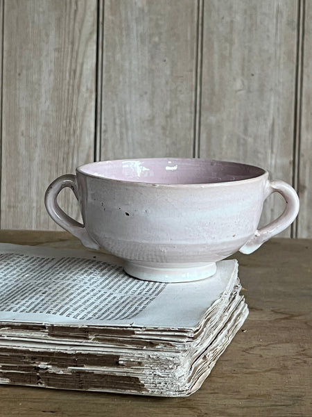 Vintage French Handled Pink Bowl