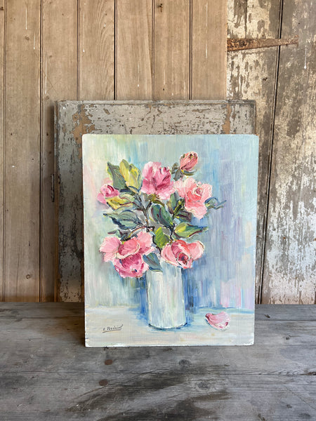 Floral Oil Painting on Board