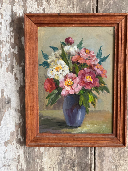 Small Vintage French Floral Painting