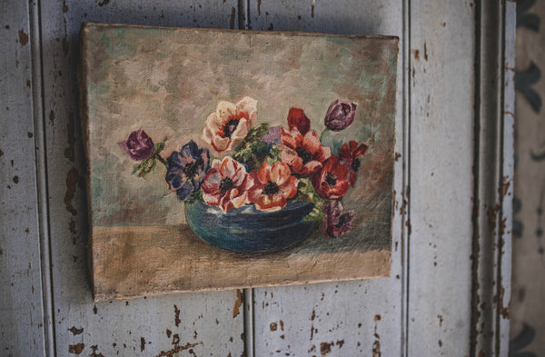 French Floral Oil on Canvas