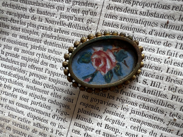 Sweet French Vintage Hand Painted Brooch