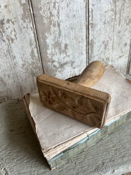 Large Vintage Floral Wooden Butter Stamp