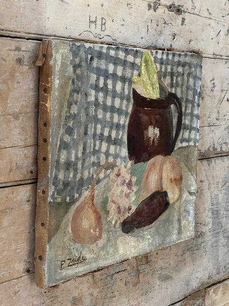 French Vintage Painting Kitchen Scene