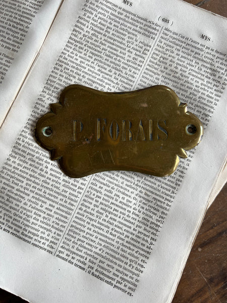 Vintage French Name plaque