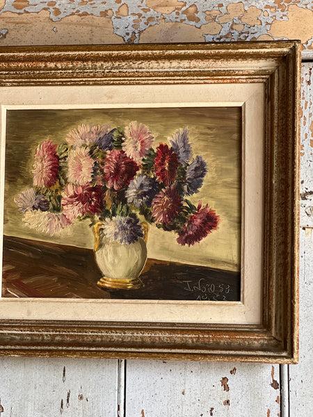 Framed Floral Oil Painting