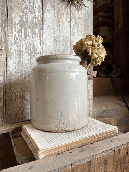 Vintage French Stoneware Pot H V Paris