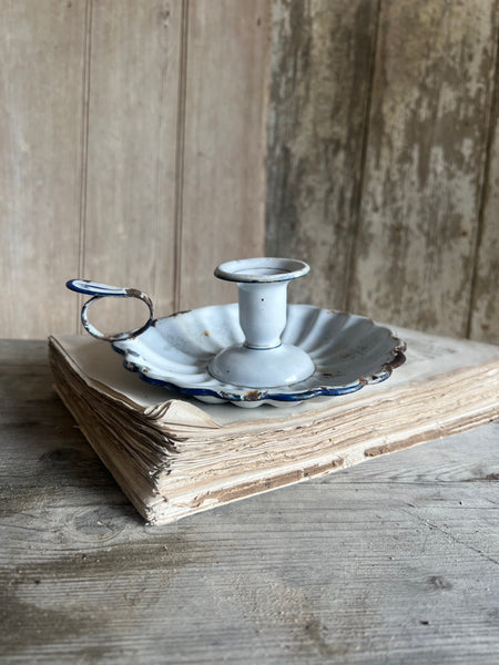 Vintage Enamel Candlestick Holder