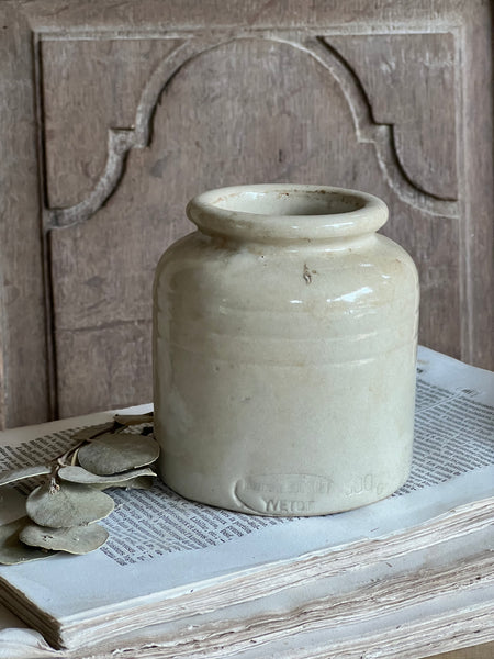 Large French Vintage Mustard Stoneware Jar
