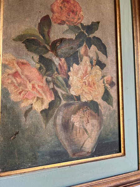 Framed Floral Oil Painting