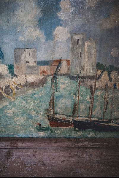 French Boat Painting on Canvas