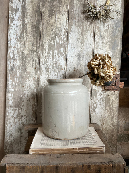Vintage French Stoneware Pot H V Paris