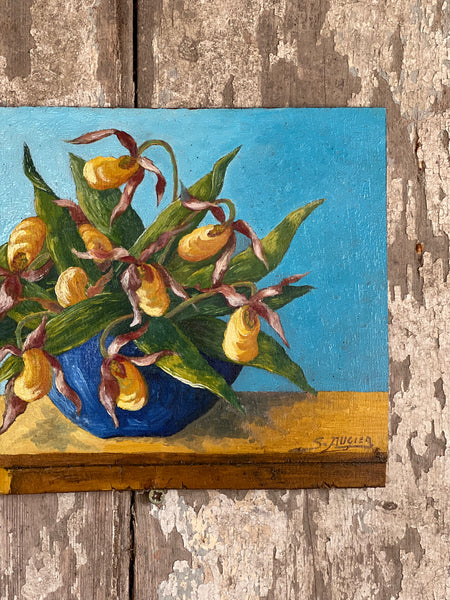 Floral Oil Painting on Board