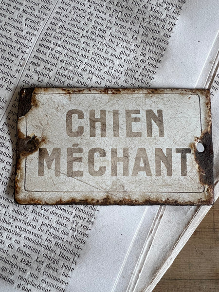 French Beware of the Dog Sign - Chien Mechant