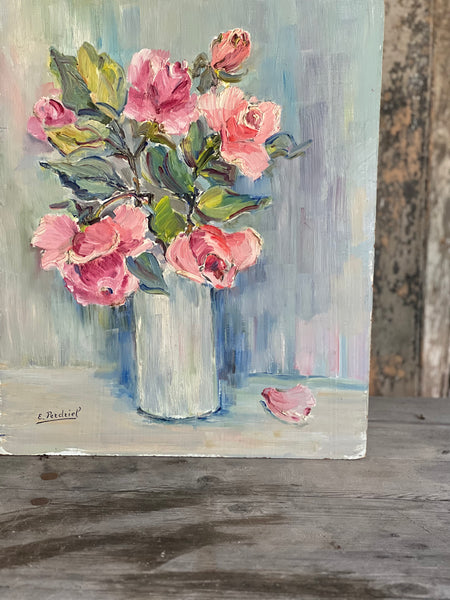 Floral Oil Painting on Board