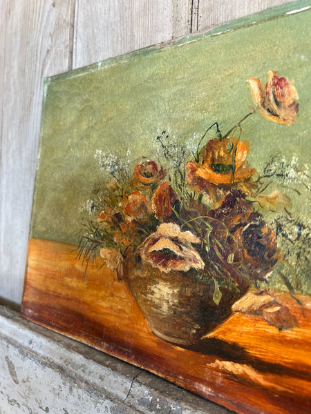 Beautiful Vintage Floral on Board