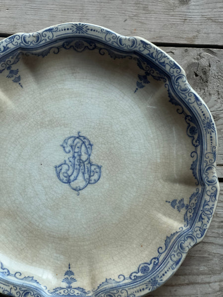 French Monogrammed Charger