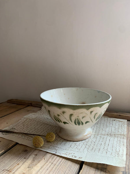 French Gorgeous Green Stencil Cafe au Lait Bowl