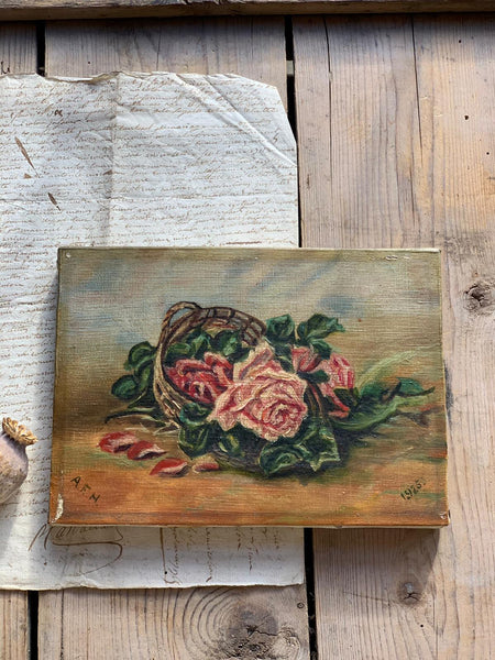 Vintage Floral on Canvas from 1925