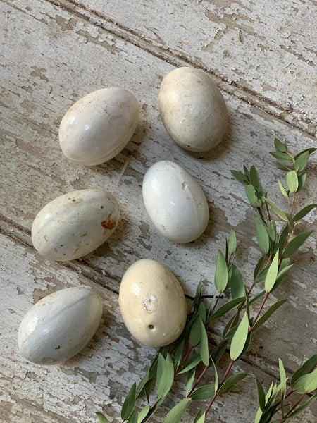 Antique Broody Hen Ceramic Dummy Eggs