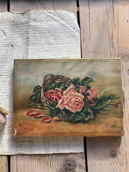 Vintage Floral on Canvas from 1925