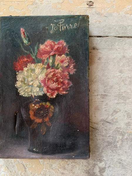 Beautiful Dark French Floral Oil on Canvas