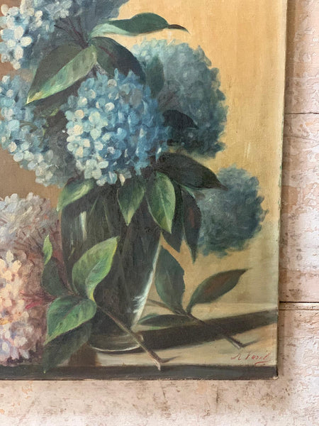 Vintage Hydrangea Oil Painting