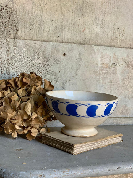 Gorgeous Blue & White Vintage French Cafe Au Lait Bowl