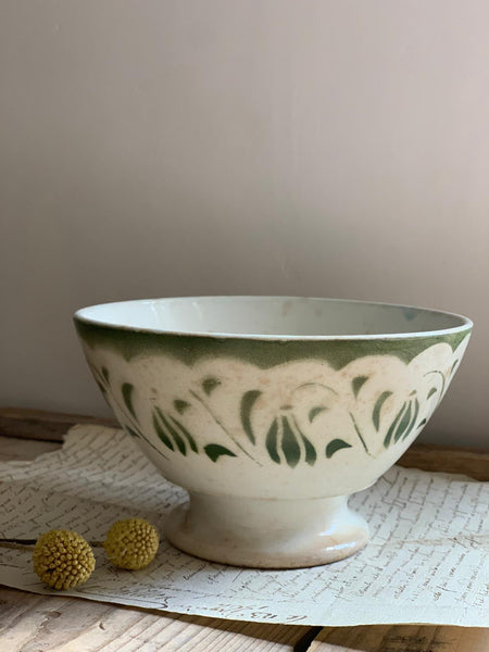 French Gorgeous Green Stencil Cafe au Lait Bowl