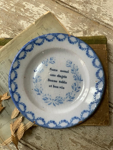 Gorgeous French Vintage Blue & White Plate