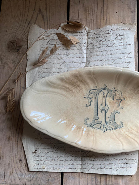 French Monogrammed Vintage Dish