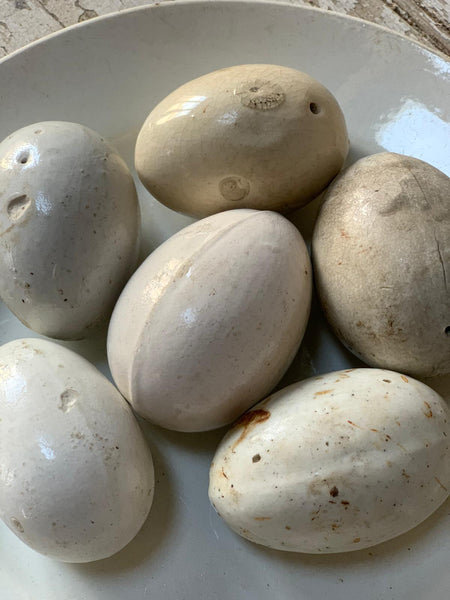 Antique Broody Hen Ceramic Dummy Eggs