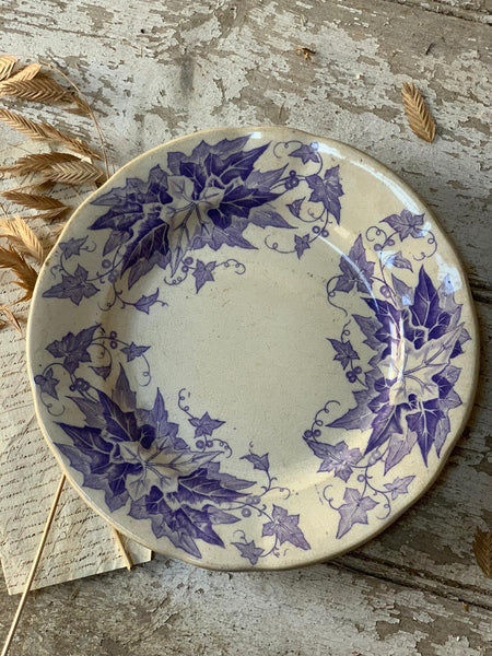 Vintage French Blue Ivy Transferware Plate