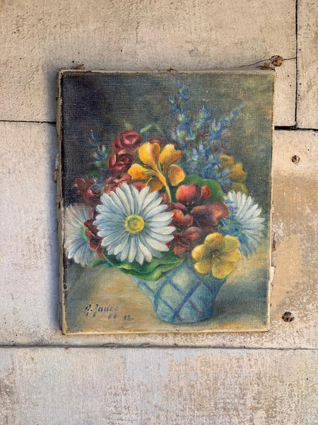 Beautiful Floral Oil on Canvas 1948