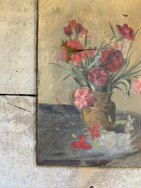 French Floral Oil on Canvas