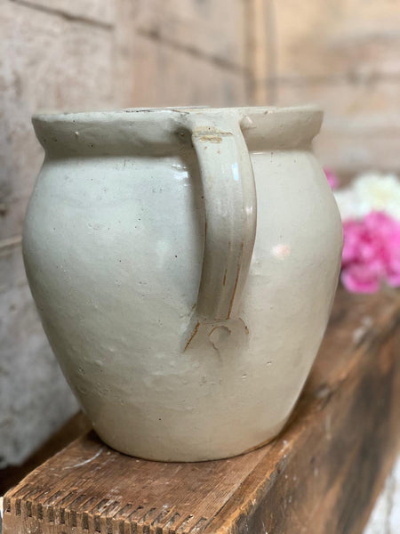 Vintage French Stoneware Handled Pot