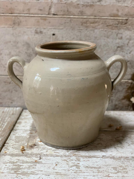 Vintage French Handled Stoneware Pot