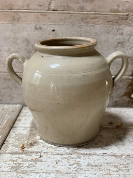 Vintage French Handled Stoneware Pot
