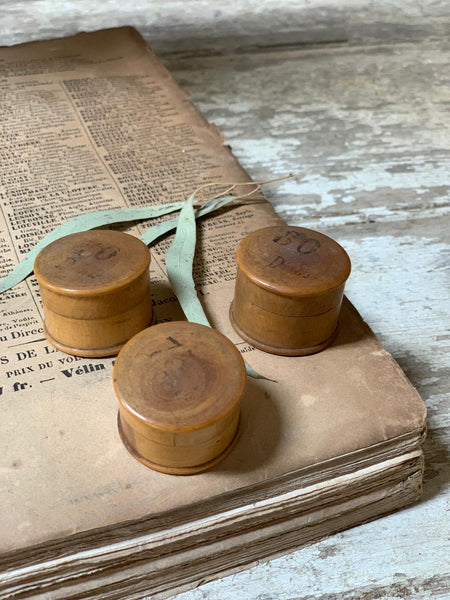 French Vintage Wooden Trinket Pots