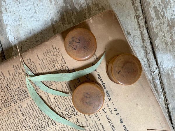 French Vintage Wooden Trinket Pots